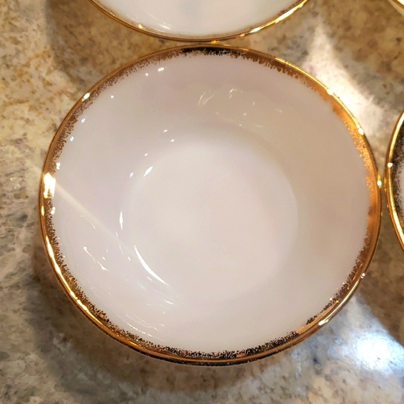 Fire King Milk Glass Gold Rimmed Bowls - Picture 4 of 9